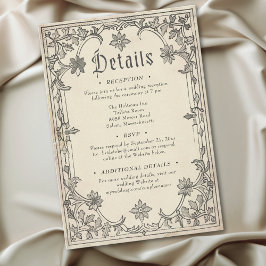 Cartão De Informações Casamento de Fantasia Medieval com Gravura Vintage