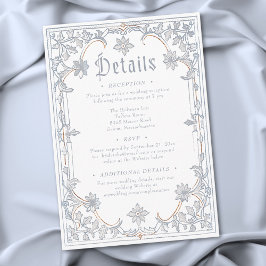 Cartão De Informações Casamento de Fantasia Medieval Moldura Azul Dourad