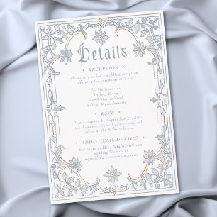 Cartão De Informações Casamento de Fantasia Medieval Moldura Azul Dourad