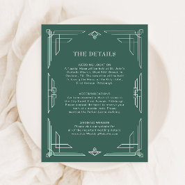 Cartão De Informações Casamento de Férias Clássico Elegante Verde | Deta