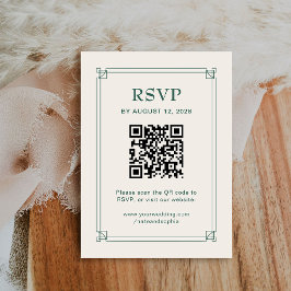 Cartão De Informações Casamento de Férias RSVP e Código QR | Marfim e Ve