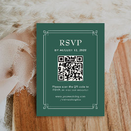 Cartão De Informações Casamento de Férias RSVP e Código QR | Verde