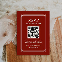Cartão De Informações Casamento de Férias RSVP e Código QR | Vermelho