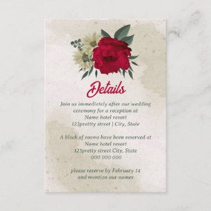 Cartão De Informações casamento de flores amarelas vermelhas
