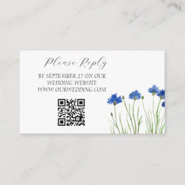 Cartão De Informações Casamento de Flores Azuis de Cornflower Watercolor