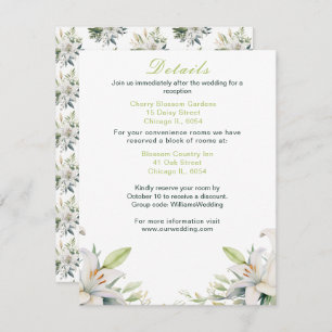 Cartão De Informações Casamento de Flores Brancas