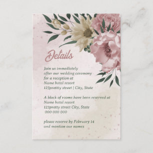 Cartão De Informações casamento de flores cor rosa de champanhe