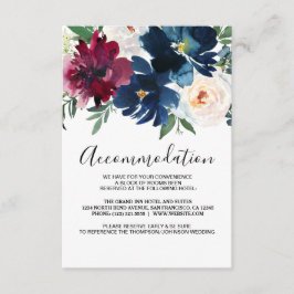 Cartão De Informações Casamento de Flores de Marinho da Watercolor Burgu
