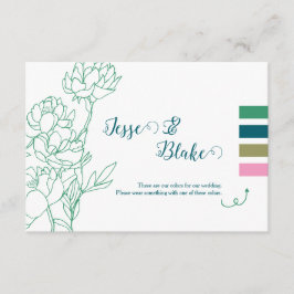 Cartão De Informações Casamento de Flores de Peônias Desenhadas em Mão V