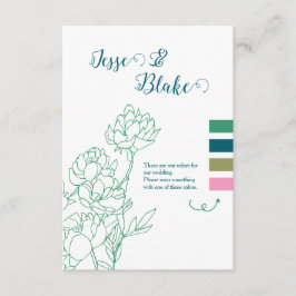 Cartão De Informações Casamento de Flores de Peônias Desenhadas em Mão V