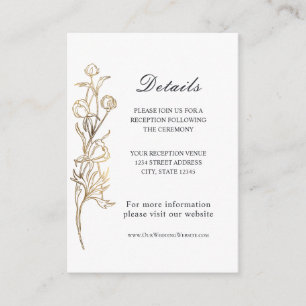 Cartão De Informações Casamento de Flores Delicadas Desenhadas à Mão Dou