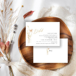 Cartão De Informações Casamento de Flores Douradas e Escamosas Romântica