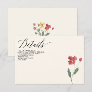Cartão De Informações Casamento de Flores Elegantes Boho de Verão