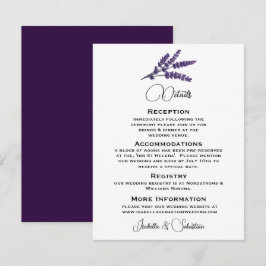 Cartão De Informações Casamento de Flores Lilac Elegante