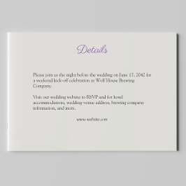 Cartão De Informações Casamento de Flores Selvagens com Cor de Água Púrp