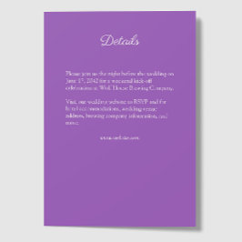 Cartão De Informações Casamento de Flores Selvagens com Cor de Água Púrp