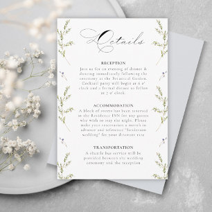 Cartão De Informações Casamento de flores selvagens de inverno com Aquar