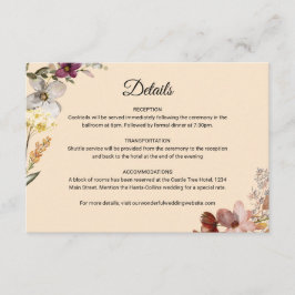 Cartão De Informações Casamento de Flores Silvestres Boho de Outono