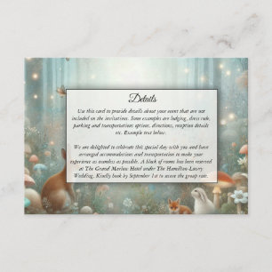 Cartão De Informações Casamento de Floresta Encantada de Teal e Peach