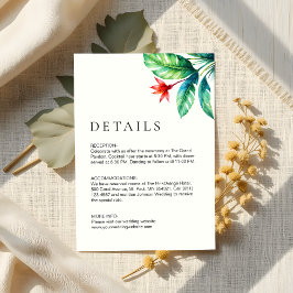 Cartão De Informações Casamento de Folha de Folha de Verde Tropical Mode