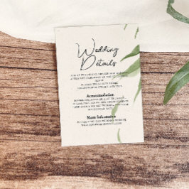 Cartão De Informações Casamento de Folhagem Elegante Dusty Greenery