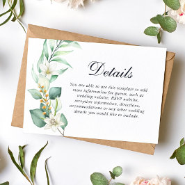 Cartão De Informações Casamento de Folhagem Elegante Eucalyptus Greenery