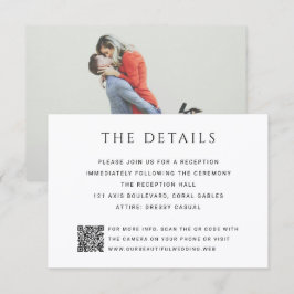 Cartão De Informações Casamento de Foto com Código QR Simples Moderno