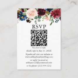 Cartão De Informações Casamento de Foto Floral Mistura de Watercolor QR 