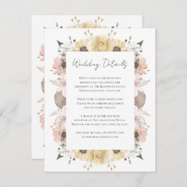 Cartão De Informações Casamento de Foto Neutro Floral Floral Romântico B