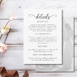 Cartão De Informações Casamento De Fotos Branco E Preto Elegante