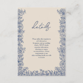 Cartão De Informações Casamento de fronteira floral azul