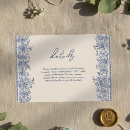 Cartão De Informações Casamento de fronteira floral azul