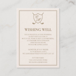 Cartão De Informações Casamento de Golfe do Monograma de Crest Clássico 