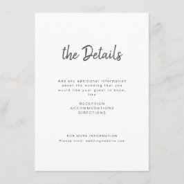 Cartão De Informações Casamento de guião manuscrito branco preto