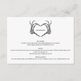 Cartão De Informações Casamento de Halloween do Esqueleto Romântico Góti