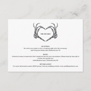 Cartão De Informações Casamento de Halloween do Esqueleto Romântico Góti