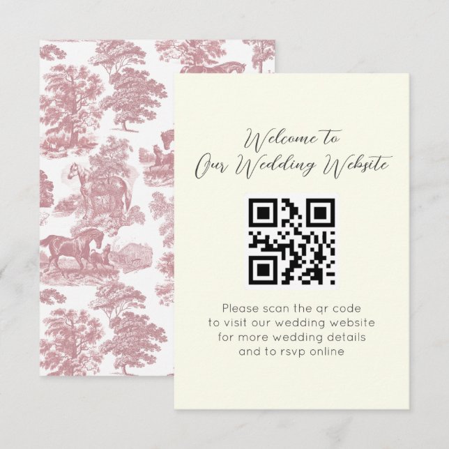 Cartão De Informações Casamento de Horrores Rosa Elegante (Frente/Verso)