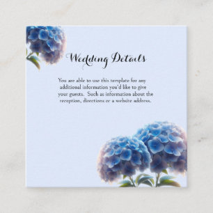 Cartão De Informações Casamento de Hydrangea Azul de Elegância Radiante