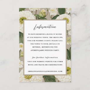 Cartão De Informações Casamento de Informações do Hotel Flor Zinnia Whit