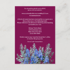 Cartão De Informações Casamento de Inverno em Borgonha com Bluebonnet