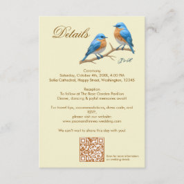 Cartão De Informações Casamento de Ivory Pastel Lovebird Romântico Blueb