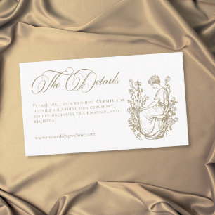 Cartão De Informações Casamento de Jardim com Brasão de Ouro Elegante Vi