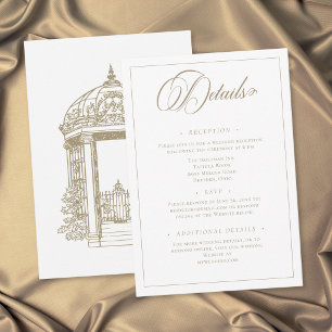Cartão De Informações Casamento de Jardim com Brasão de Ouro Elegante Vi