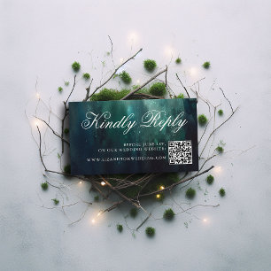 Cartão De Informações Casamento de Jardim Encantado com Código QR do Sit