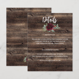 Cartão De Informações Casamento de madeira de inverno russo