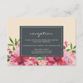 Cartão De Informações Casamento de Marfim Botânico Floral de Ruby Pink P
