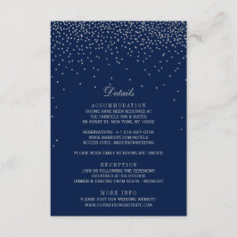 Cartão De Informações Casamento de marinho Azul e Prata Glam Confetti
