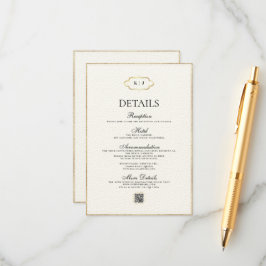 CARTÃO DE INFORMAÇÕES CASAMENTO DE MONOGRAMA CLÁSSICO E CALLIGRÁFICO ROM