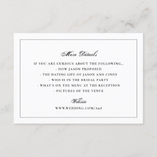 Cartão De Informações Casamento de Monograma Elegante com Moldura Branca