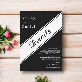 Cartão De Informações Casamento De Na moda Branco E Preto Moderno Elegan
